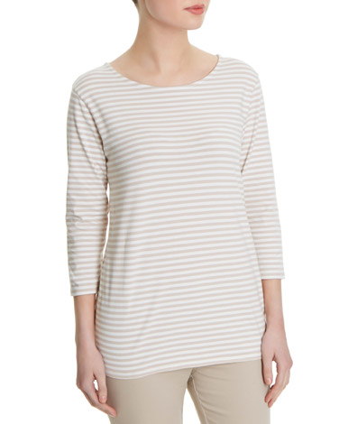 Long-Sleeved Striped Stretch Top